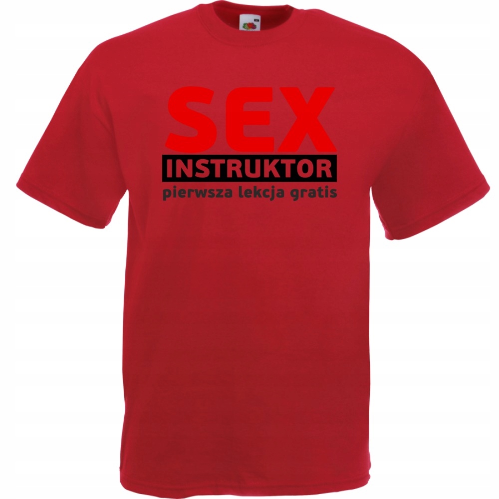 Koszulka z nadrukiem sex instruktor zabawna M cegl