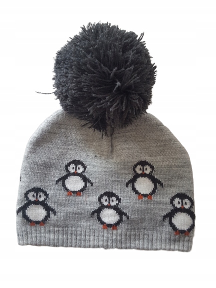 F&F nowa czapka pingwiny 34-40 (0-6 mies)