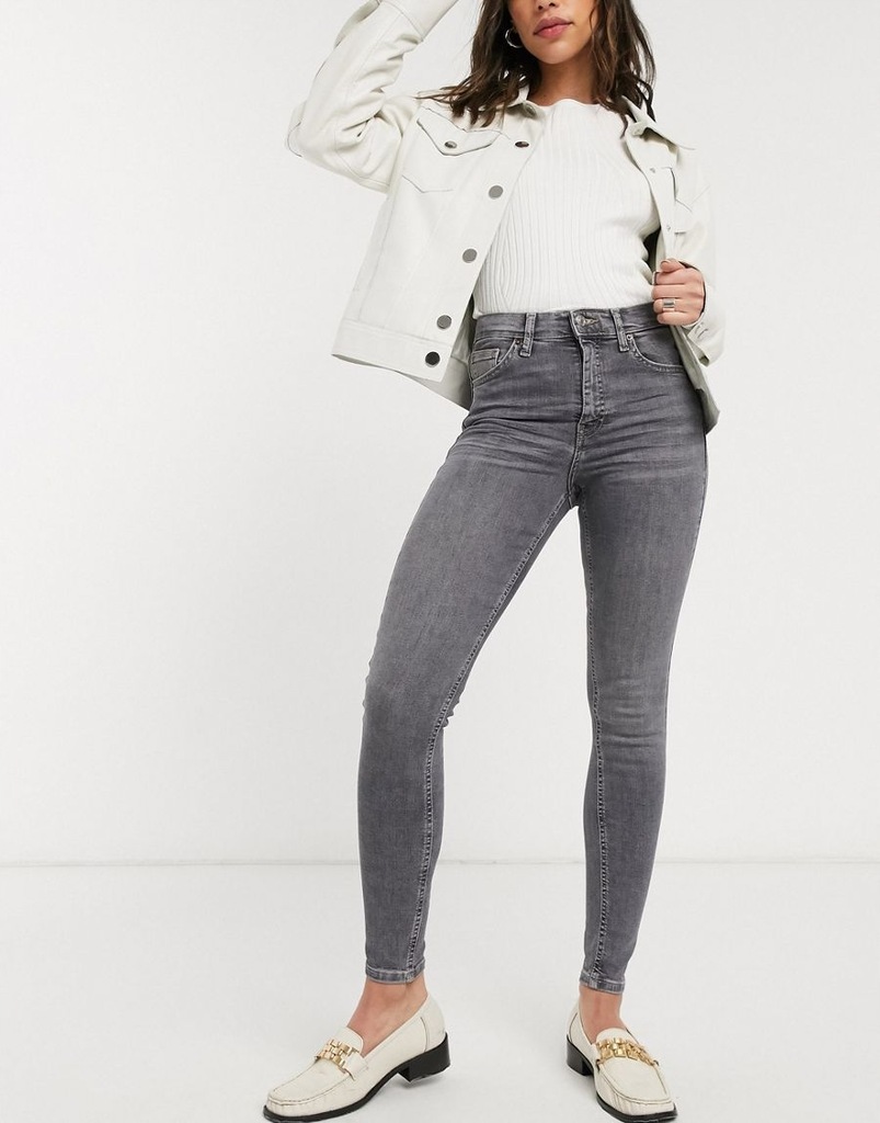 TOPSHOP DAMSKIE JEANSY SZARE KLASYCZNE 28/30 1ASD