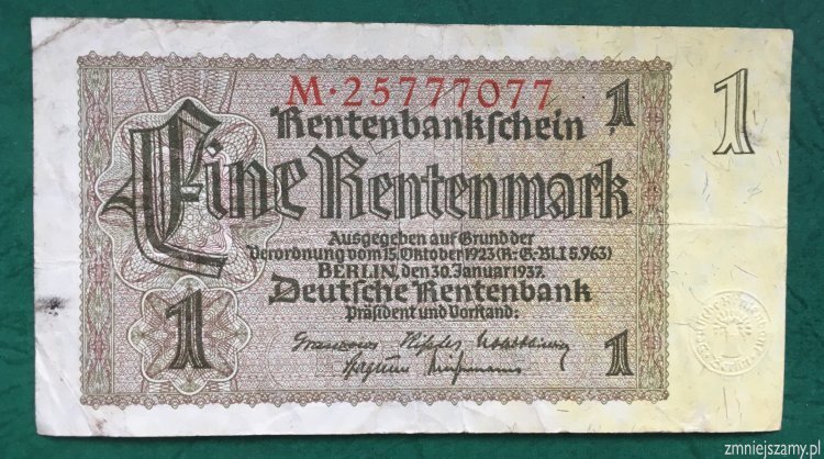 Niemcy  1 marka z 1937r.- seria M - dla WOŚP