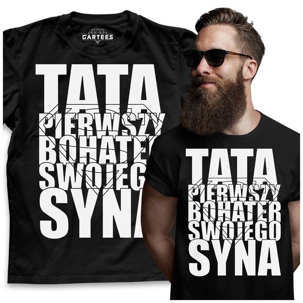 KOSZULKA MĘSKA TATA BOHATER SYNA PREZENT DLA OJCA