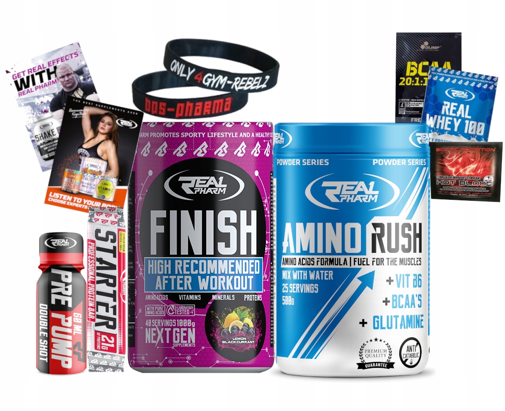 Finish 500g + Amino Rush 500g przed i po treningu