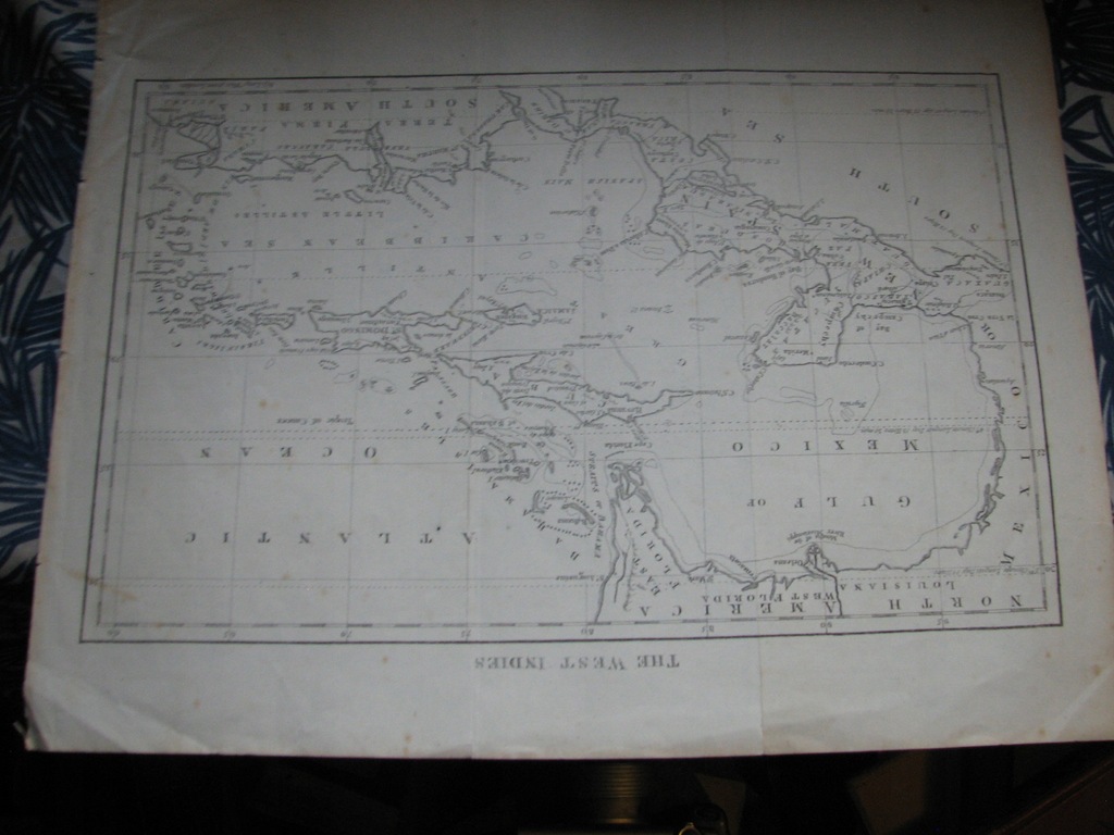duża mapa AMERKA ŚRODK INDIE ZACHODNI 35x24cm 1800
