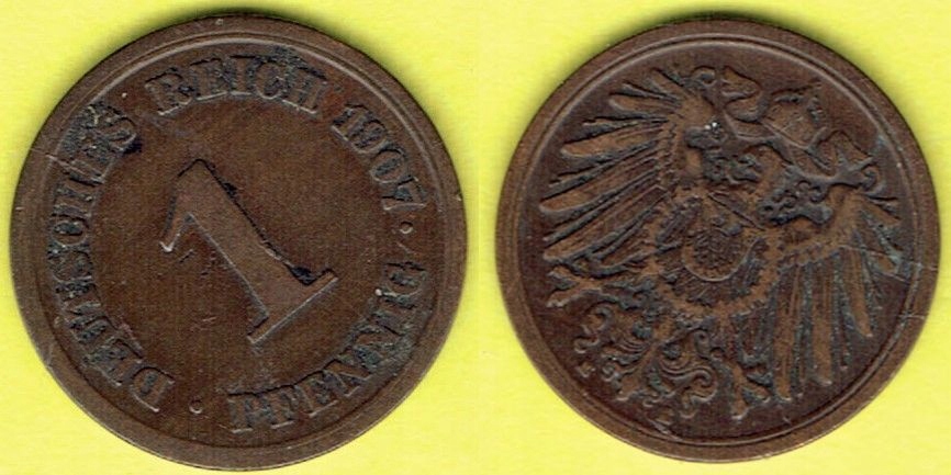 NIEMCY 1 Pfennig 1907 r. E