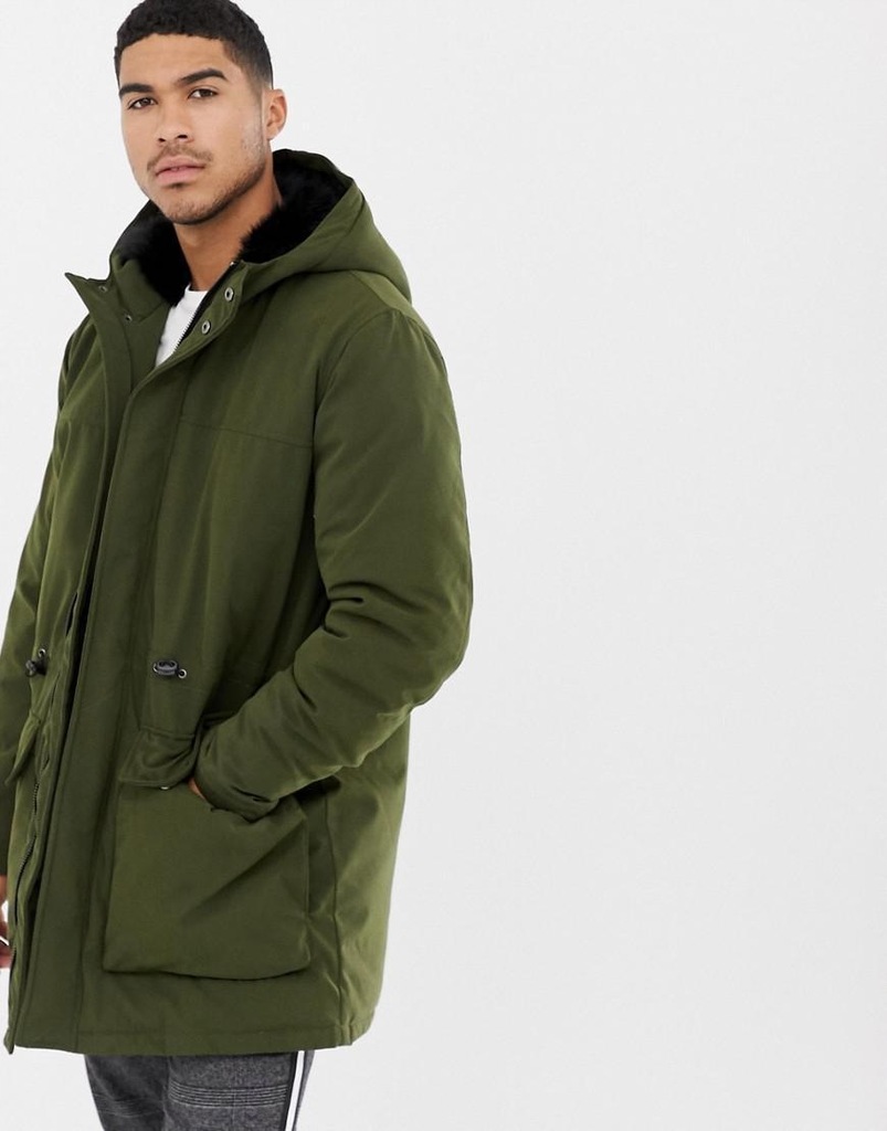 ASOS DESIGN__XDK MĘSKA KURTKA KHAKI Z KAPTUREM__XS