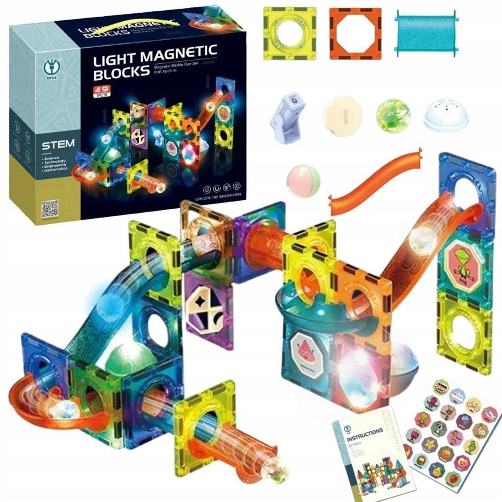 KLOCKI MAGNETYCZNE ŚWIECĄCY TOR 49EL, MAKSIK