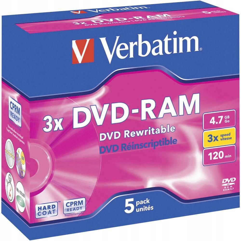 Płyta DVD Verbatim 43450, 4.7 GB, 3 x, 5 szt., N/A