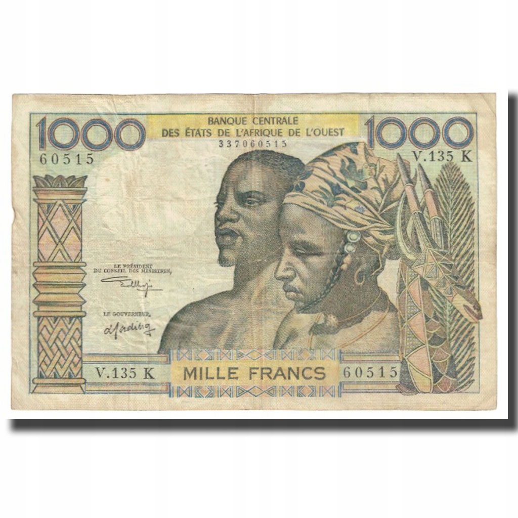 Banknot, Kraje Afryki Zachodniej, 1000 Francs, KM: