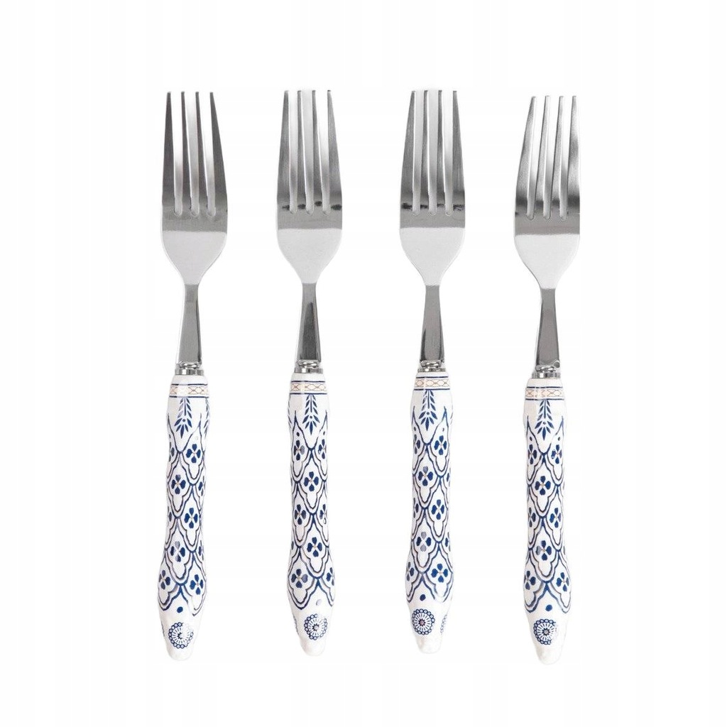 Zestaw widelców MODERN HAMPTONS srebrnych w niebieskie wzory 4.00 HOMLA