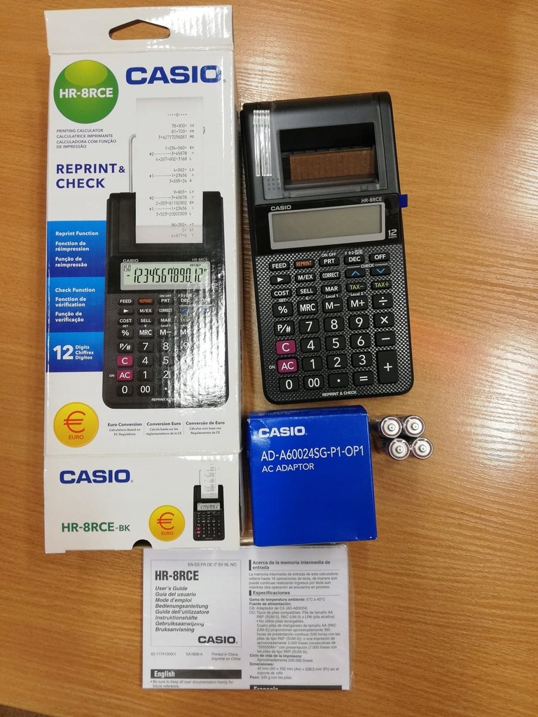 Kalkulator z drukarką Casio HR-8RCE + zasilacz +