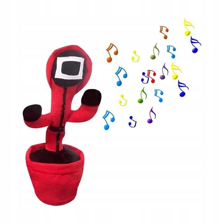 Zabawka dla dzieci - Tańczący i śpiewający kaktus SQUID GAME - czerwony kwa