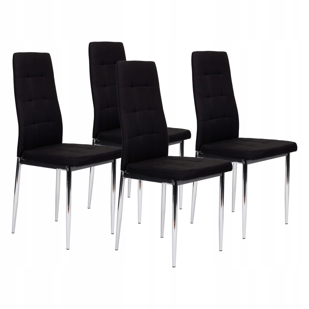 Krzesła tapicerowane czarne pikowane 4x krzesło do salonu jadalni ModernHom