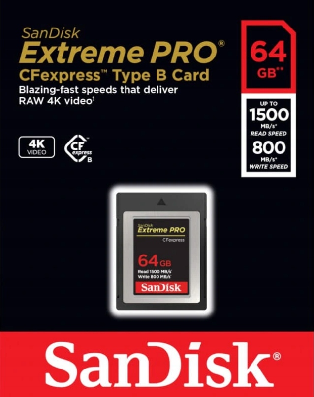 Купить Карта памяти SanDisk Extreme PRO 64 ГБ CFexpress: отзывы, фото, характеристики в интерне-магазине Aredi.ru