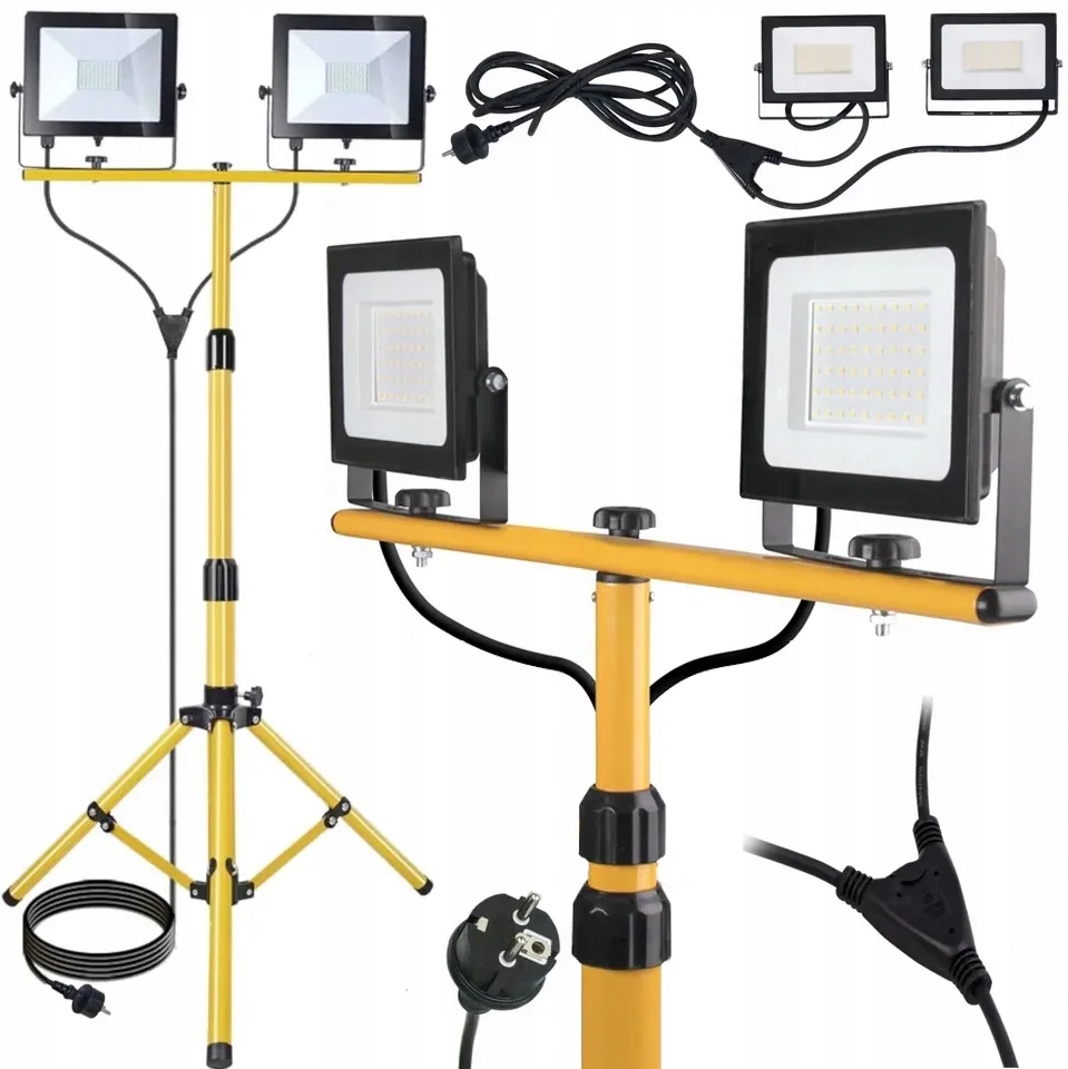 NAŚWIETLACZ LAMPA LED STATYW STOJAK ROBOCZY 100W IP66 150CM PREMIUM