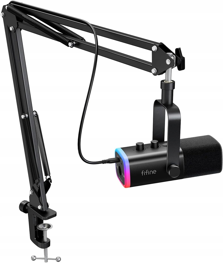 FIFINE AM8T Mikrofon Gamingowy USB/XLR RGB Statyw Streaming PC PS4/5 (OPIS)