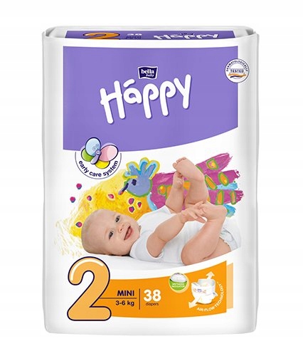 Happy 2 Pieluszki 3-6 kg. - 38 szt.