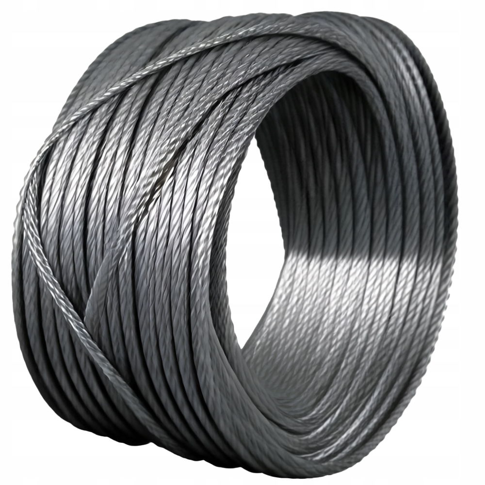 Lina stalowa 8 mm OCYNKOWANA 6x19 FC 3480kg LINKA OCYNK - 1 m LINKA OCYNK