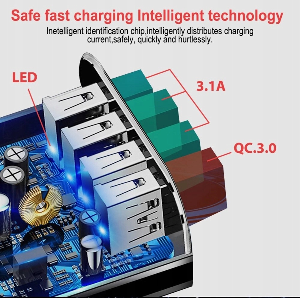 Купить БЫСТРОЕ СЕТЕВОЕ ЗАРЯДНОЕ УСТРОЙСТВО 4x USB QUICK CHARGE 3.0: отзывы, фото, характеристики в интерне-магазине Aredi.ru