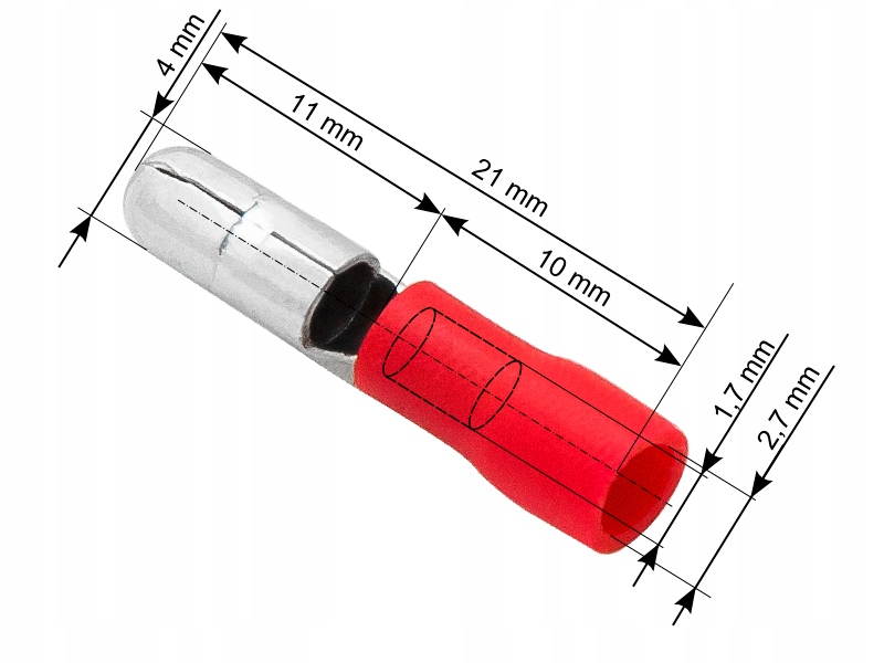Konektor izol.wtyk 4,0/21mm czerwony (1PH)