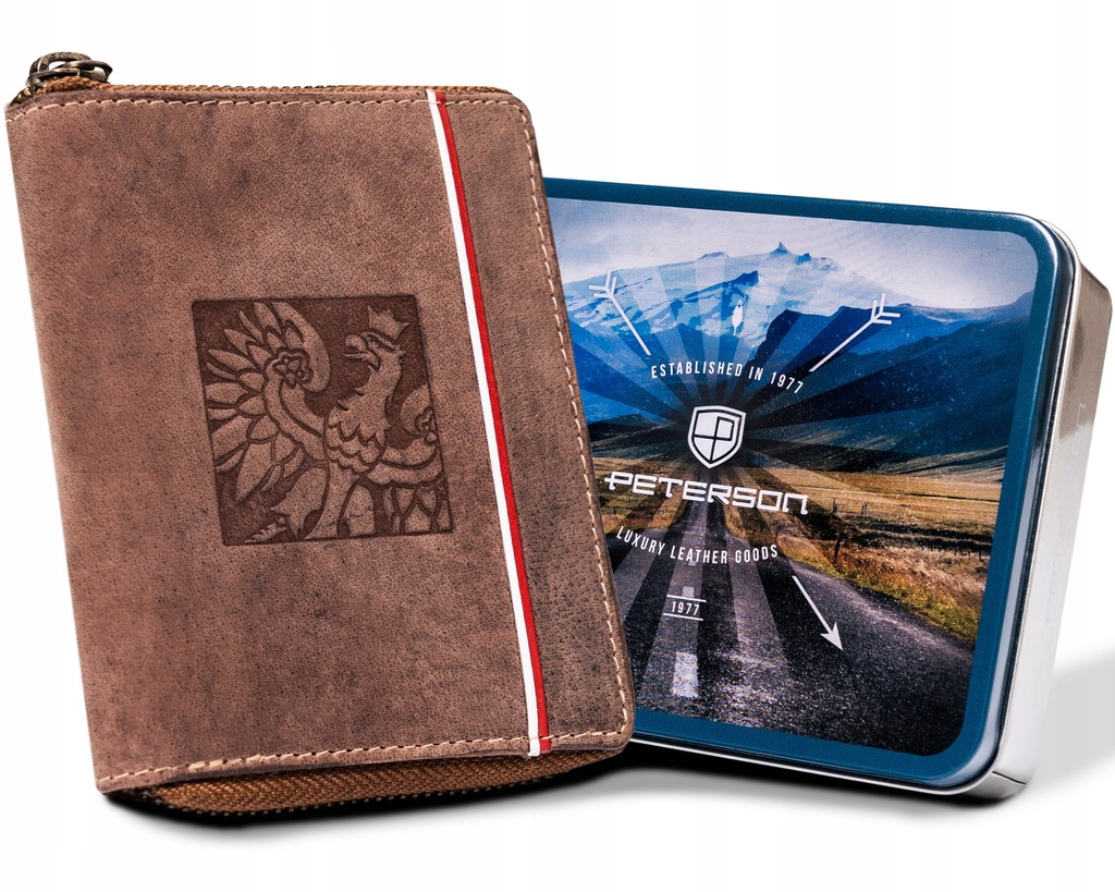 PETERSON portfel skórzany męski patriotyczny RFID