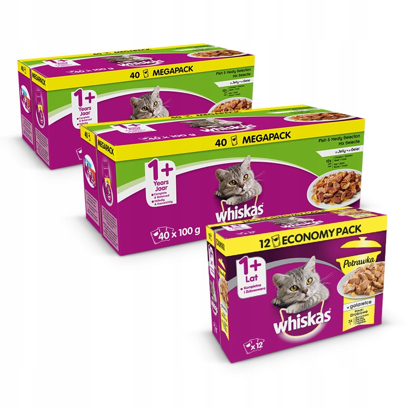 WHISKAS 80x100g Mix smaków + 12xPotrawka GRATIS