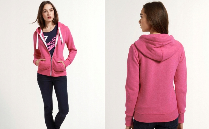 X16885M Y01 SUPERDRY BLUZA Z KAPTIREM PINK 40