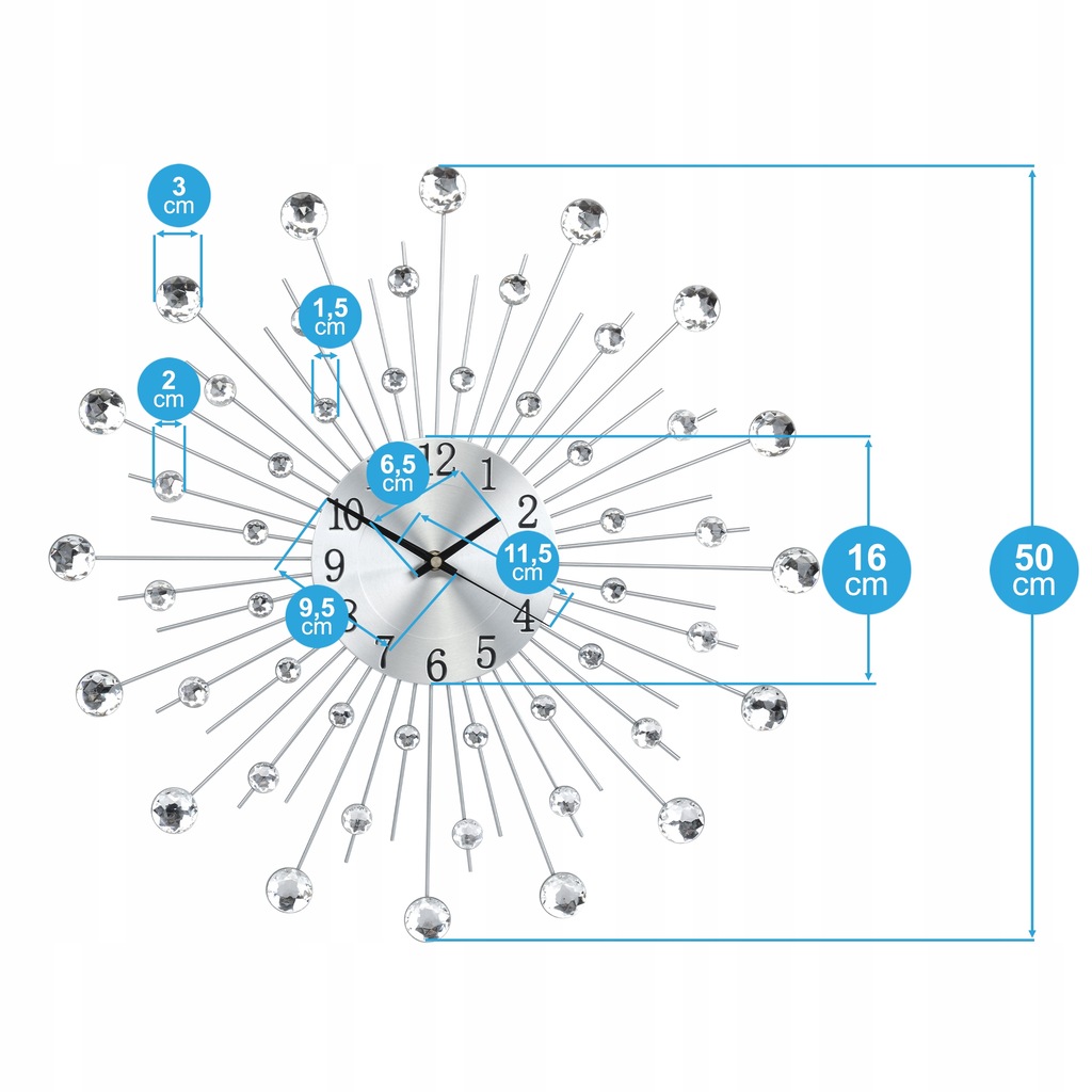 Купить Стильные настенные часы 50см CRYSTAL DIAMOND 48 ШТ.: отзывы, фото, характеристики в интерне-магазине Aredi.ru
