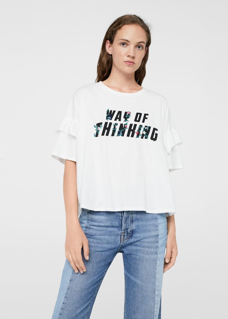 17N035 MANGO__MF8 T-SHIRT OVERSIZE NAPISY__XS/S