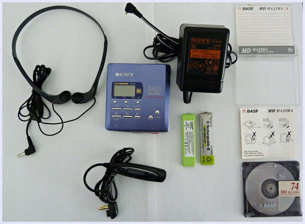Minidisc MD Walkman Sony MZR55 + AKCESORIA SONY 8295305301