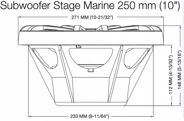 JBL STAGE MARINE 10 subwoofer do jachtów i łodzi, rozmiar 25cm, kolor szary