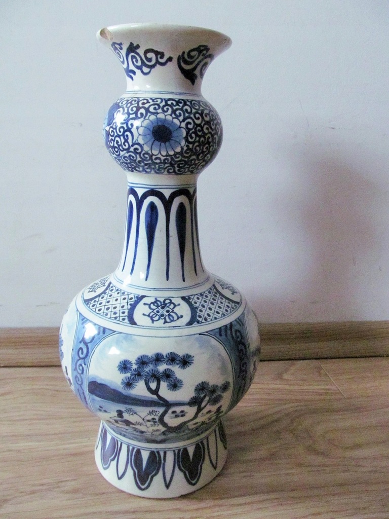 Delft vintage wazon blue and white chiński wzór