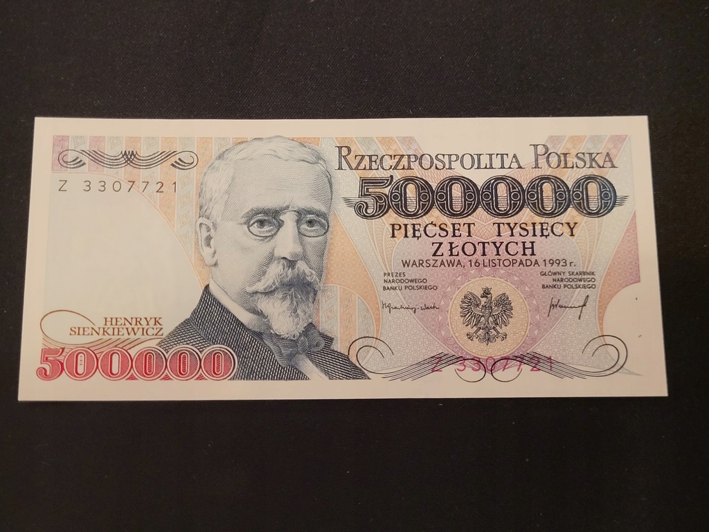 500.000 złotych Sienkiewicz 1993 UNC SERIA Z