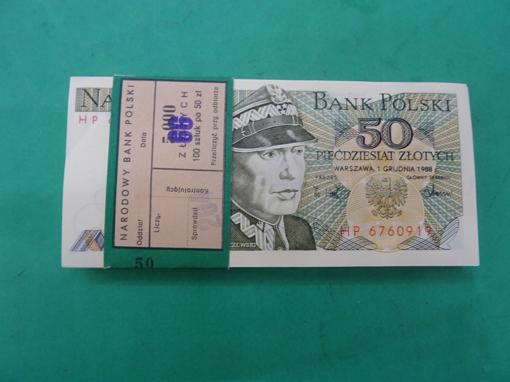 50 zł 1988 Świerczewski paczka bankowa 100 szt. serja HP
