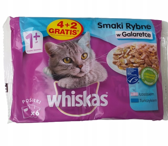 WHISKAS Adult Smaki Rybne 4x100g + 2x100 gratis