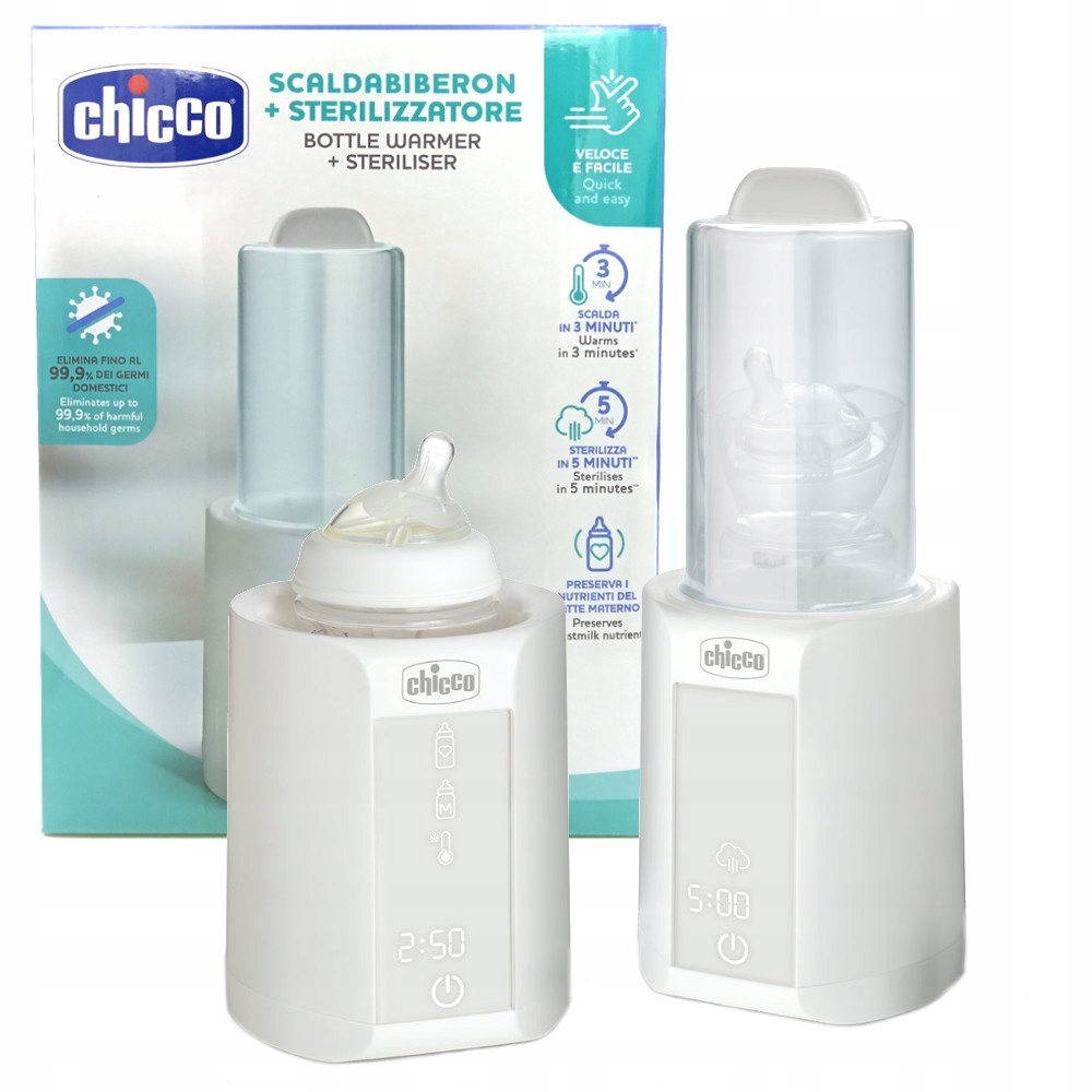 CHICCO PODGRZEWACZ DO BUTELEK + STERYLIZATOR 2w1