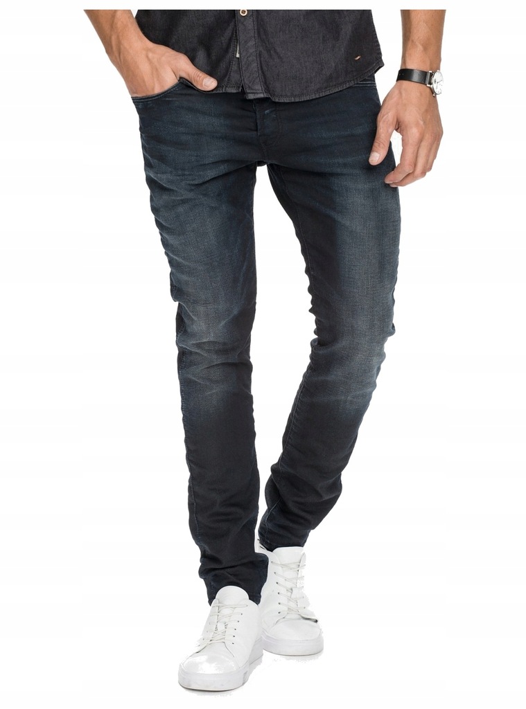 Jack Jones GRANATOWE ELASTYCZNE JEANSY SLIM 27/30