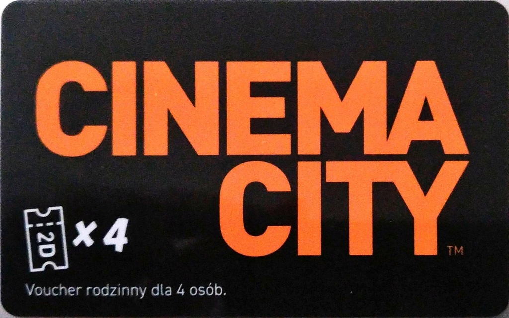 CINEMA CITY - 4 BILETY - KARTA - KOD VOUCHER - 2D
