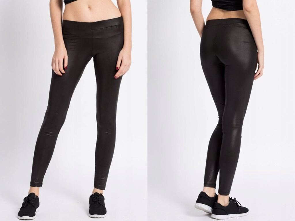 Vero Moda - Czarne Legginsy Gładka Dzianina S/36