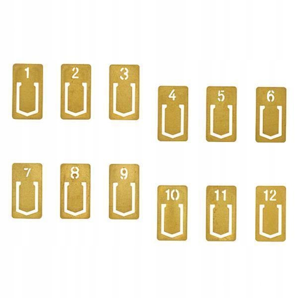 2x12 Pieces Brass Bookmark Clips Numbers 2 Pcs