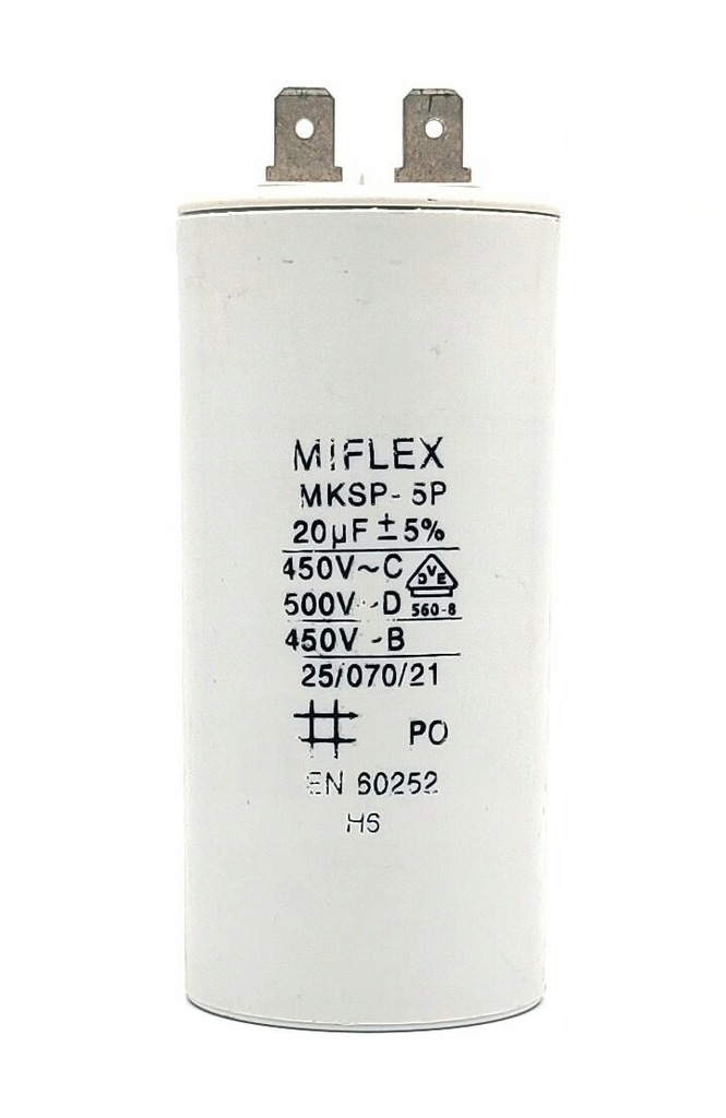 Kondensator silnikowy 20uF 450V MIFLEX