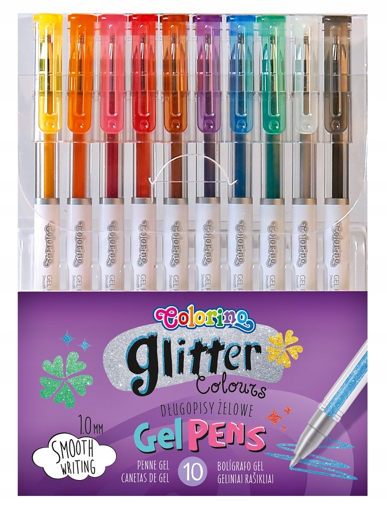 Colorino Długopisy żelowe brokat 10 kolorów 80929