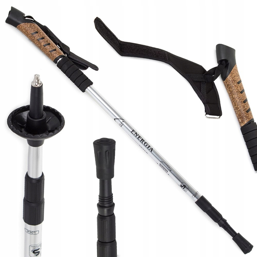 Kij Nordic Walking Z Korkową Rączką Kolor Srebrny ZWY