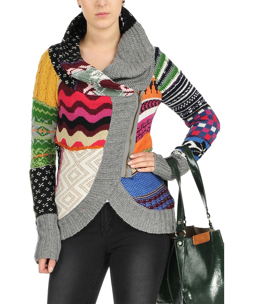 DESIGUAL RAINBOW KOLOROWY SWETER WE WZORY R.XL