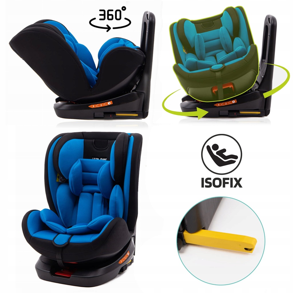 FOTELIK SAMOCHODOWY OBROTOWY 360° 0-36 KG + ISOFIX