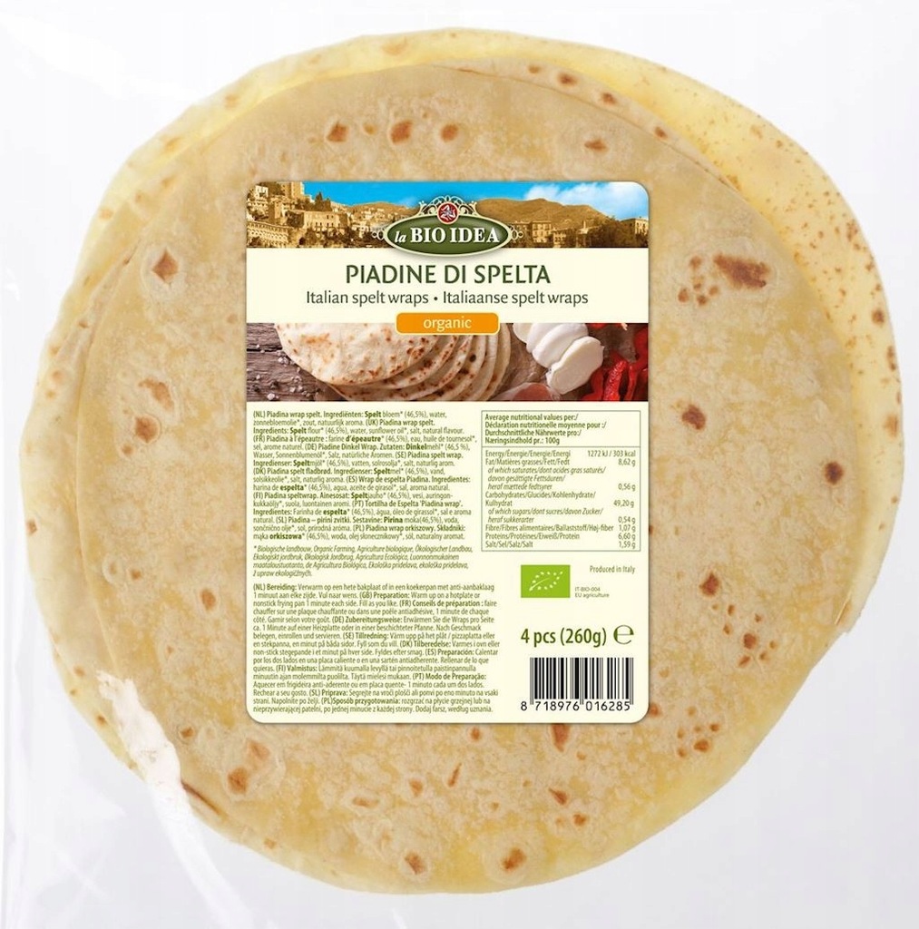 TORTILLA ORKISZOWA PIADINA BIO 260 g - LA BIO IDEA