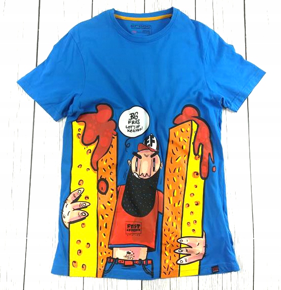 5394 CROPP NIEBIESKI T-SHIRT funny print fast food