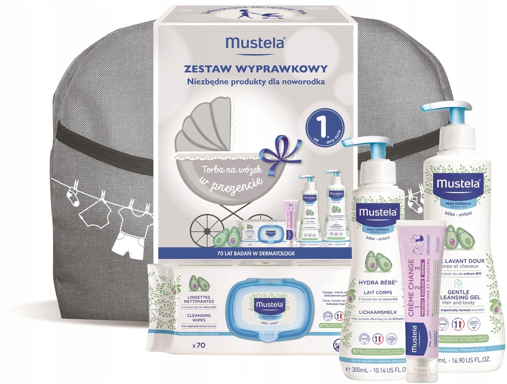 MUSTELA BEBE ZESTAW WYPRAWKOWY TORBA NA WÓZEK 7462777434