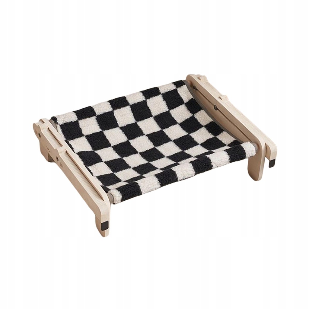 Pet Cat Window Perch Removable Kitten Sleeping Beds Wood Black White Grid