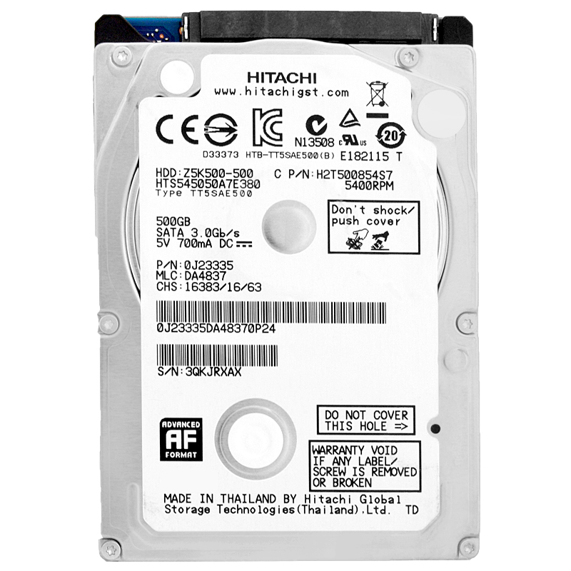 Hitachi 500Gb HTS545050A7E380 5,4K 8Mb Sata2 2,5''