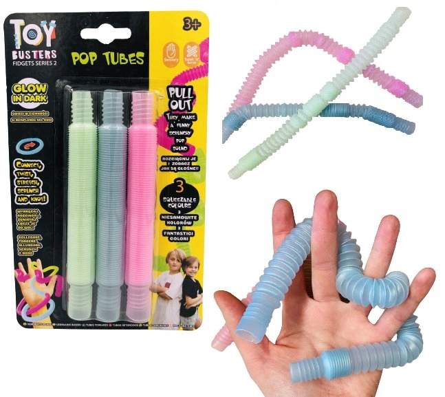 RURKI POPTUBES GLOW SENSORYCZNE 3 szt. TOYBUSTERS